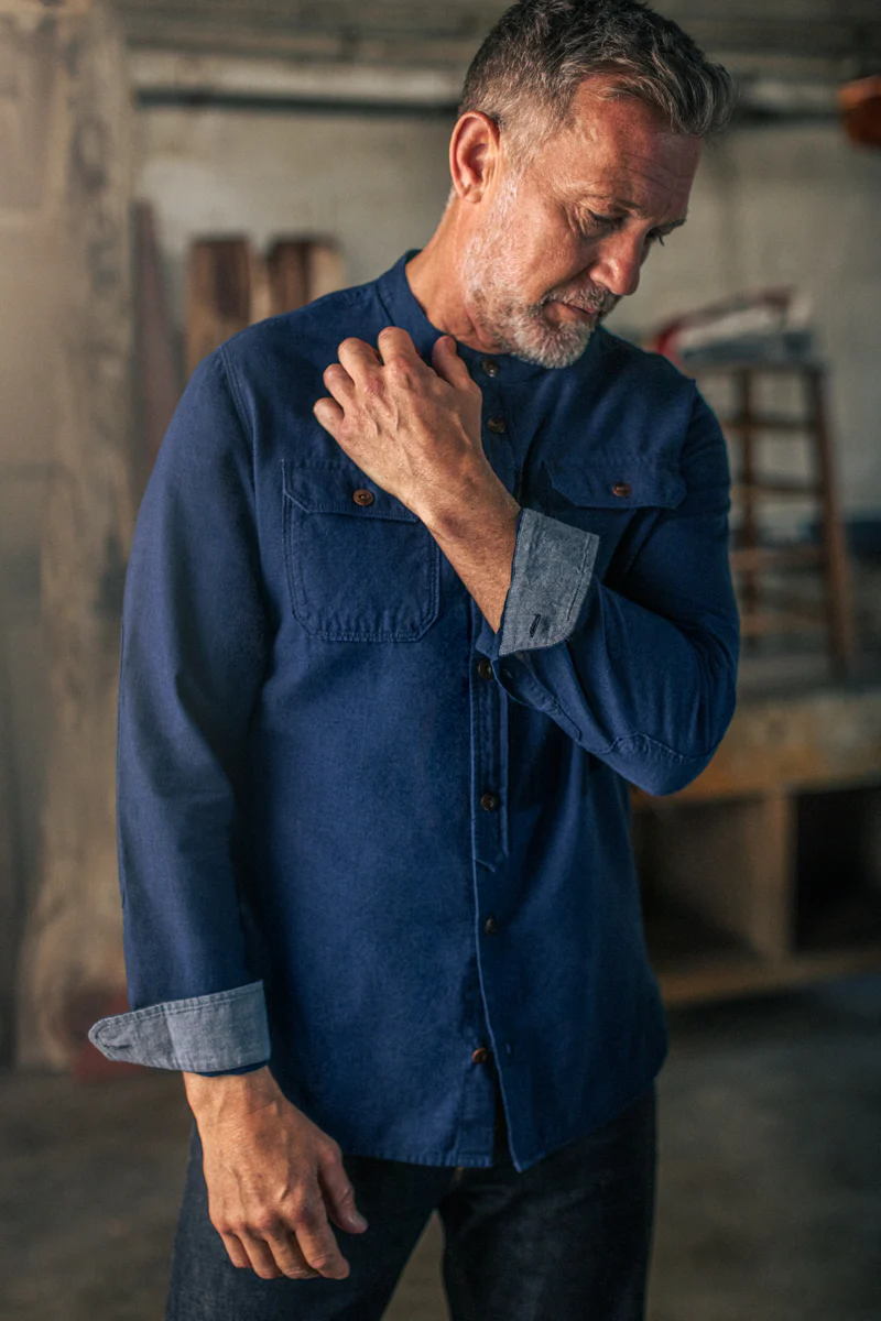 Edward Grandad Shirt Indigo - Image 7