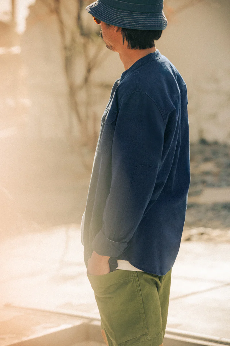 Edward Grandad Shirt Indigo - Image 9