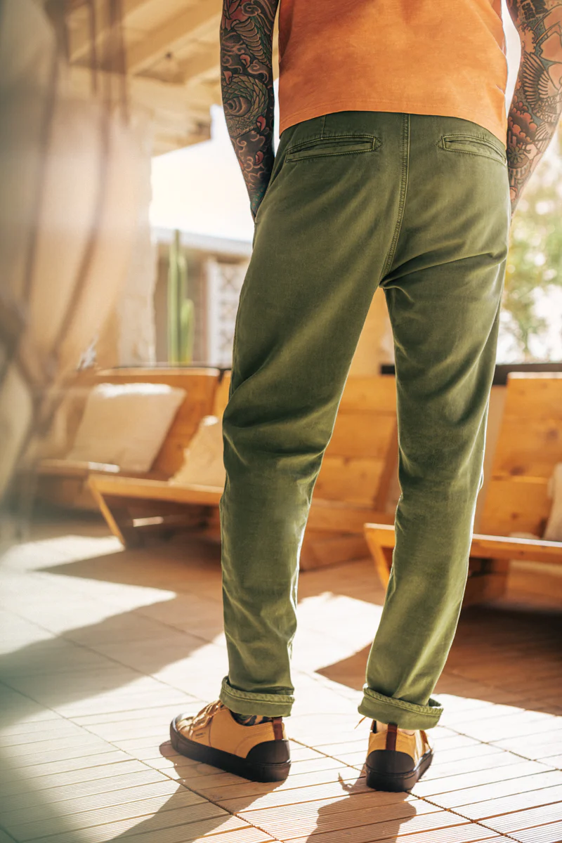Grant Pleat Front Chino Olive Green - Image 4