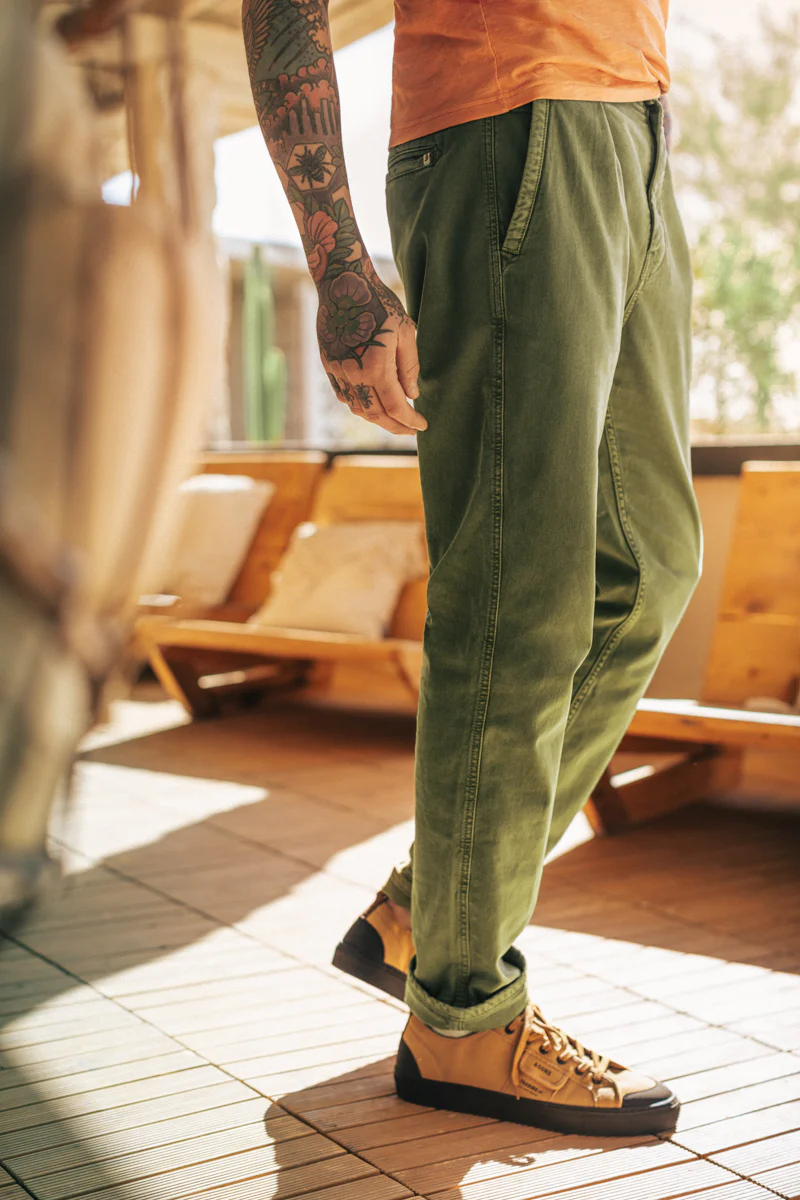 Grant Pleat Front Chino Olive Green - Image 5