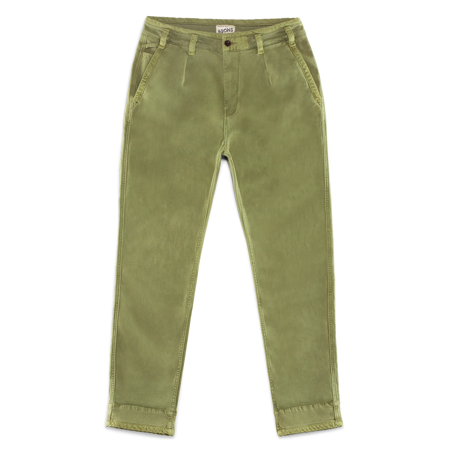 Grant Pleat Front Chino Olive Green - Image 8