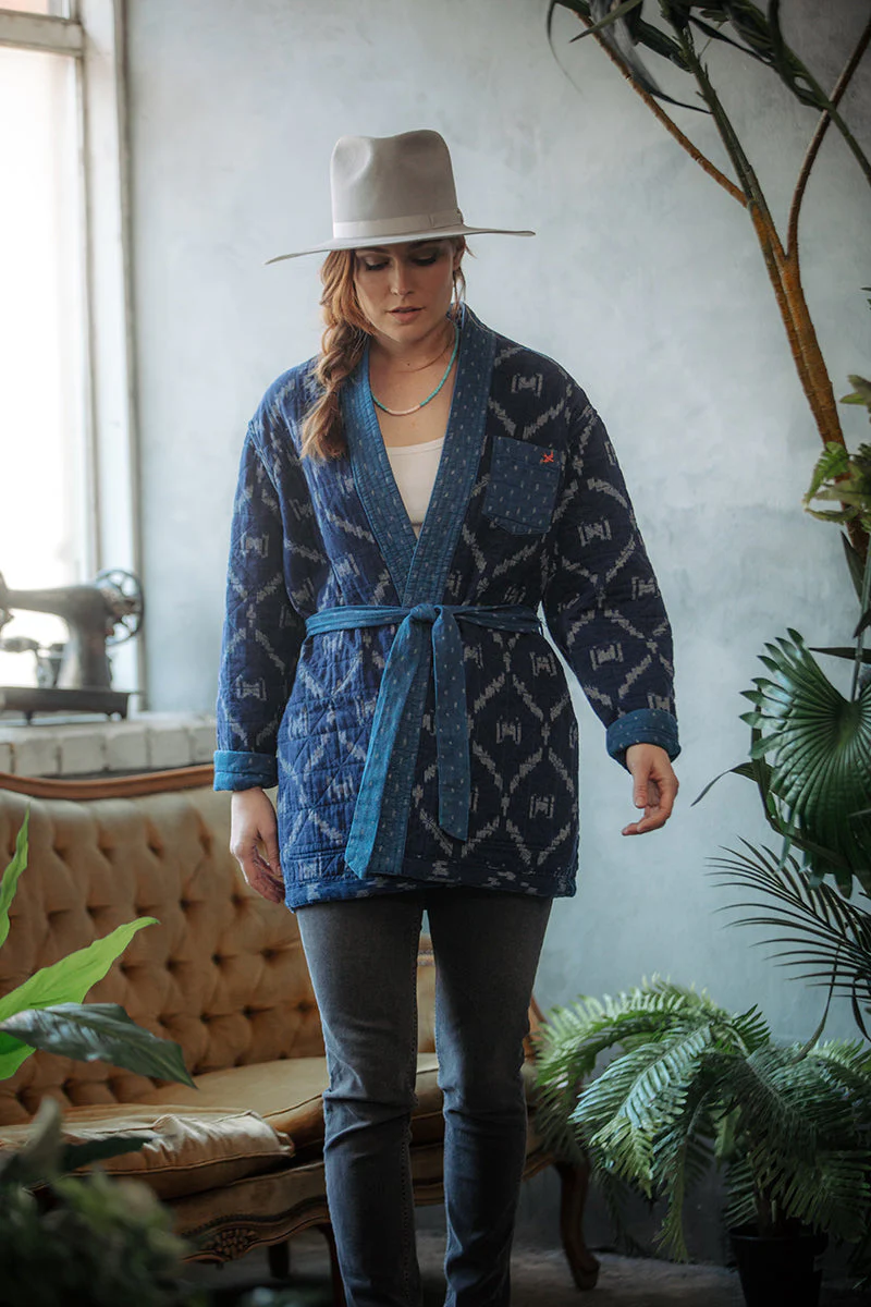 Damsons Hanten Quilted Jacket Indigo - Image 3