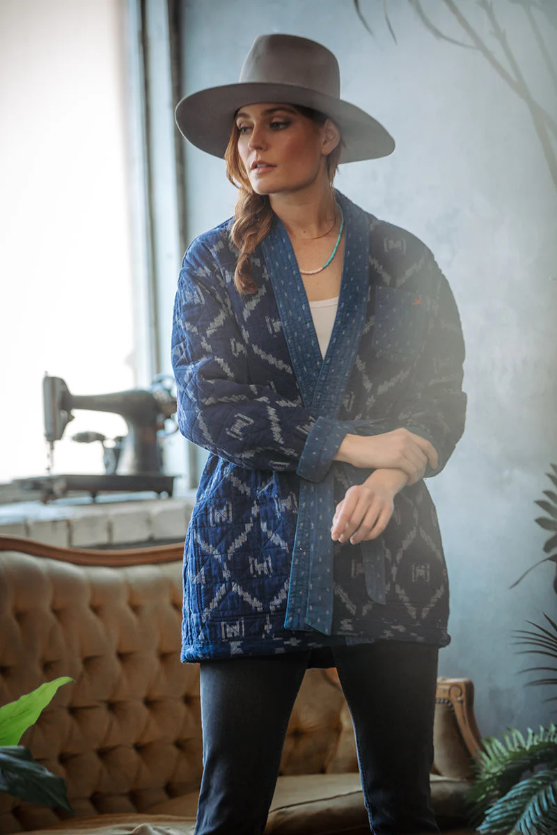Damsons Hanten Quilted Jacket Indigo - Image 4