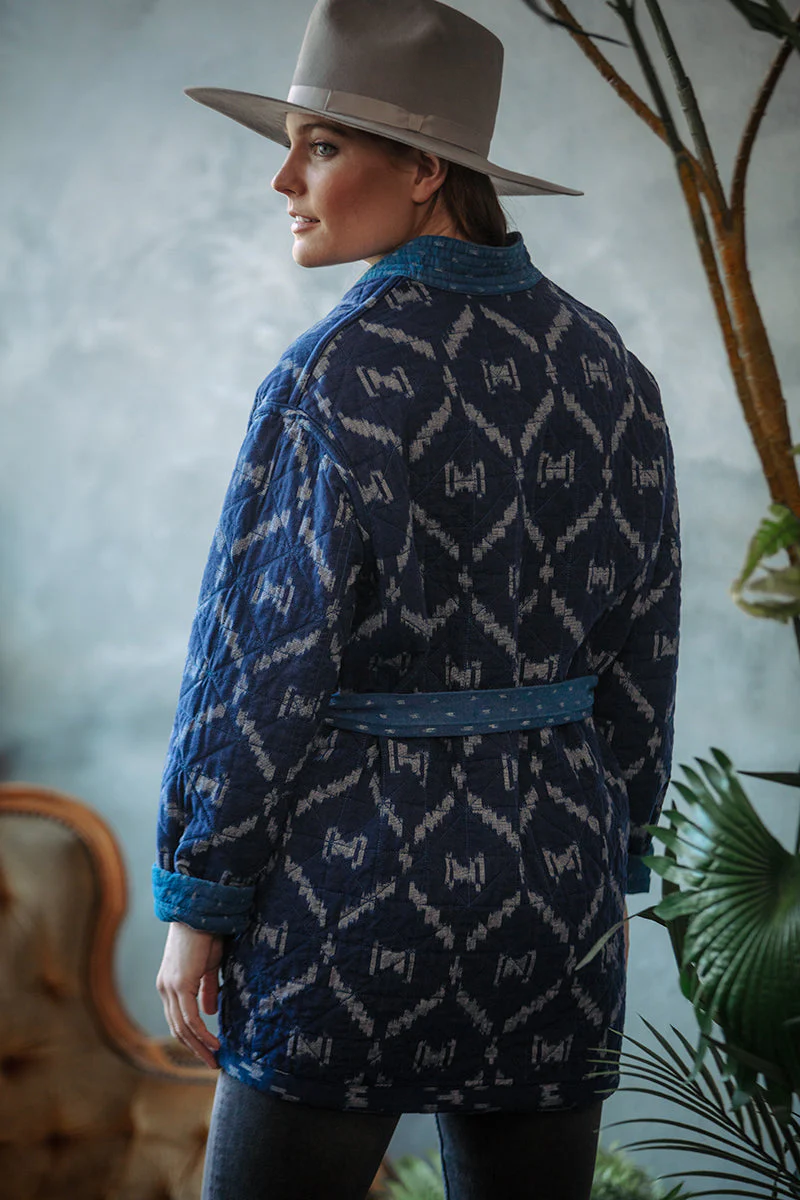Damsons Hanten Quilted Jacket Indigo - Image 5