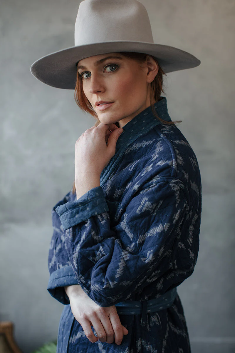 Damsons Hanten Quilted Jacket Indigo - Image 6