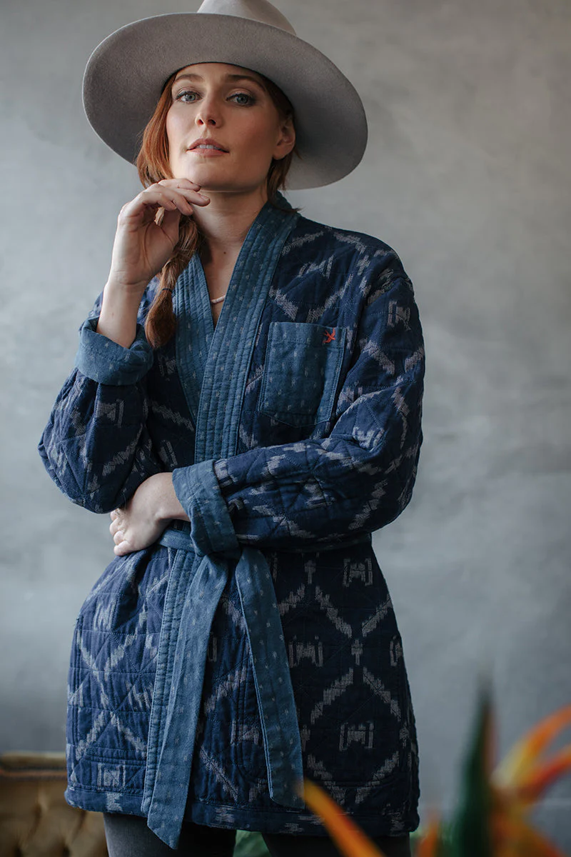Damsons Hanten Quilted Jacket Indigo - Image 7