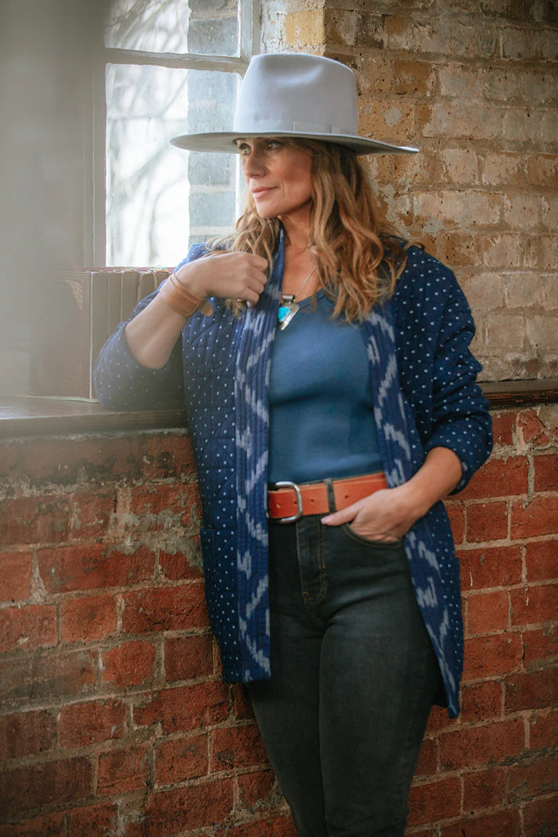 Damsons Hanten Quilted Jacket Indigo - Image 8