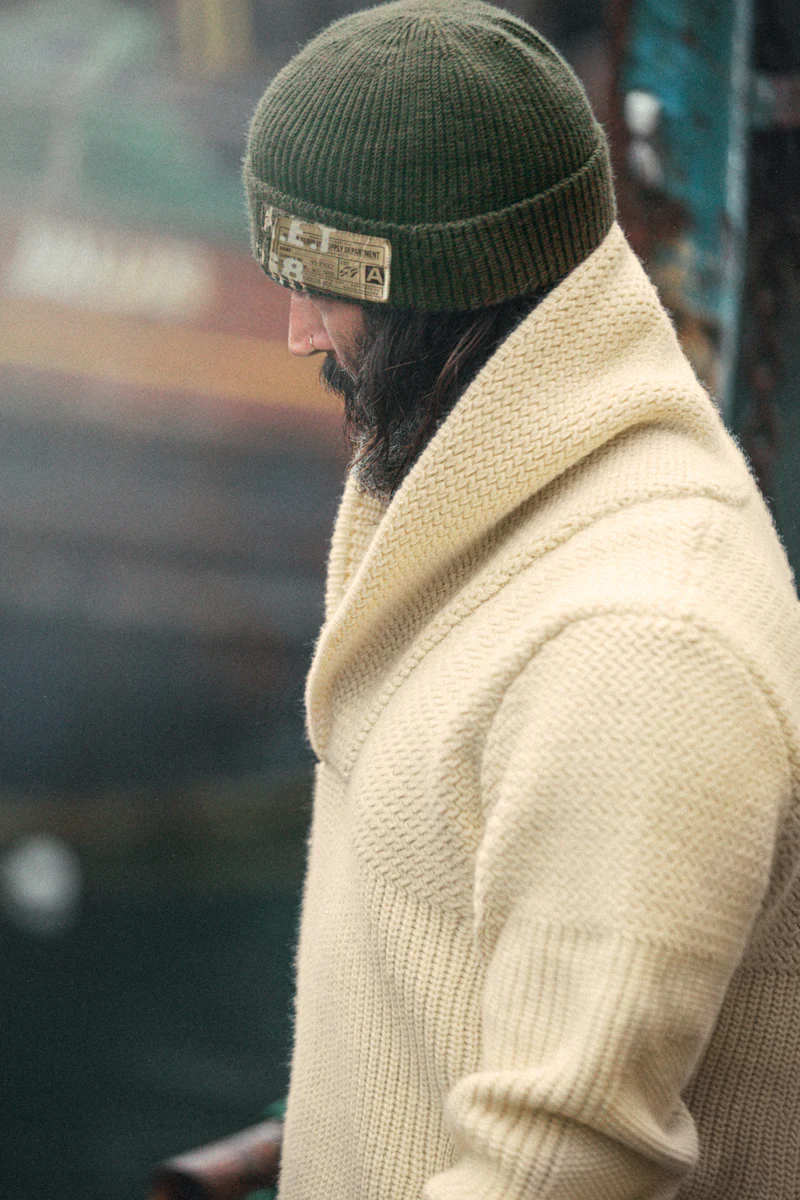 Isaac Shawl Collar Knit Natural - Image 4