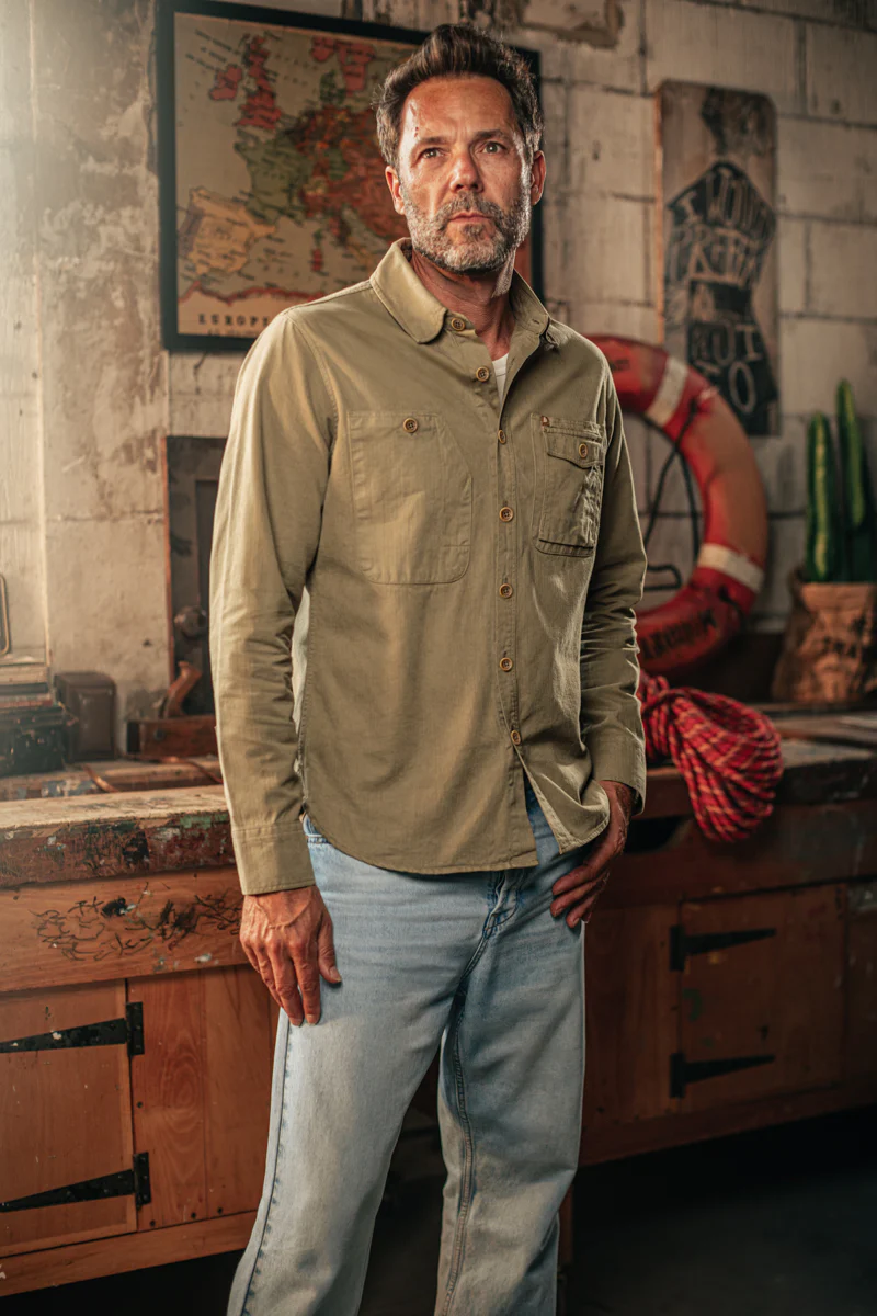 Jacob Pocket Shirt Khaki - Image 4