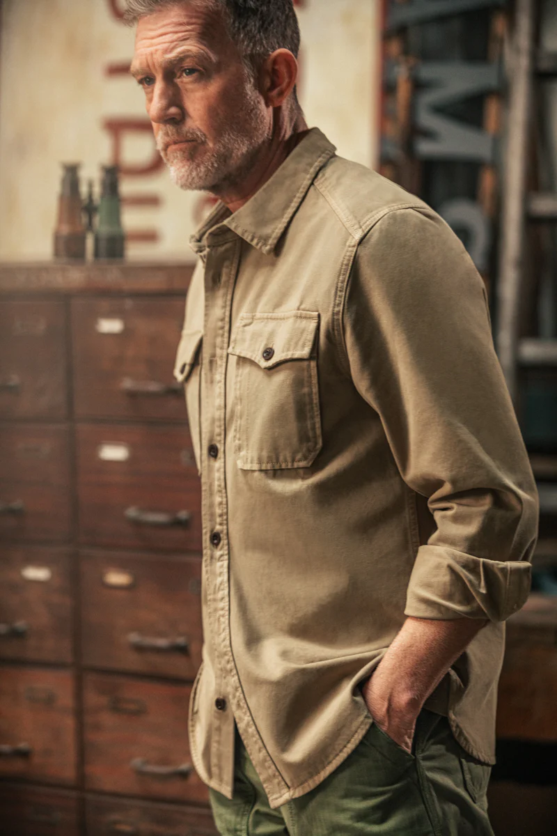 Livingstone Twill Shirt Khaki - Image 4