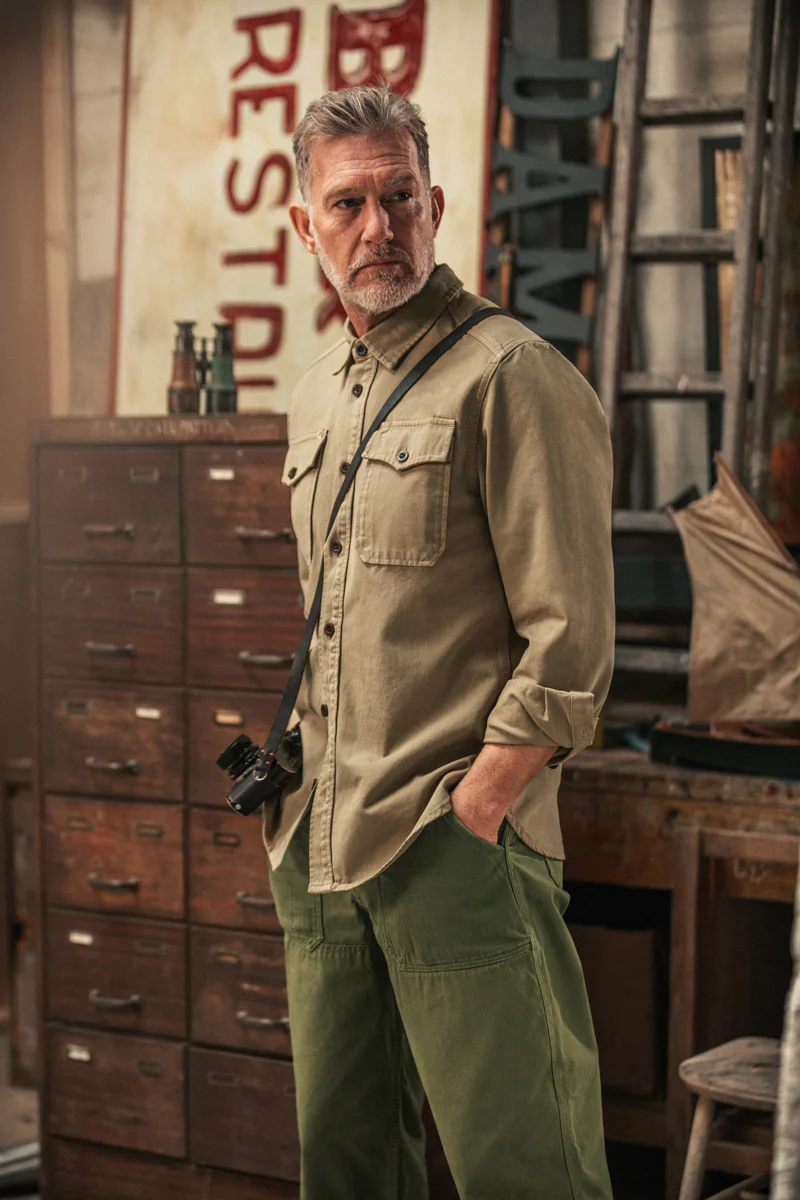 Livingstone Twill Shirt Khaki - Image 5