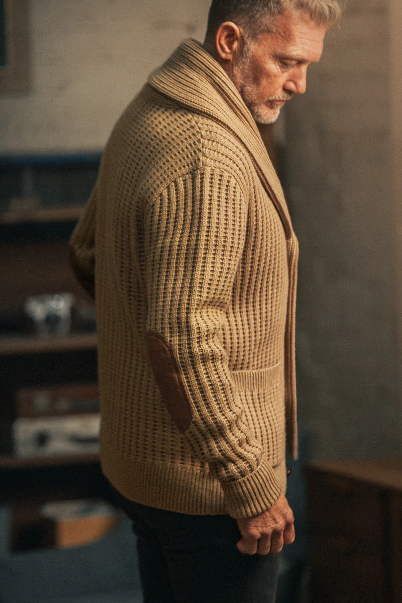 McQueen Lombard Shawl Collar Cardigan Tan - Image 4
