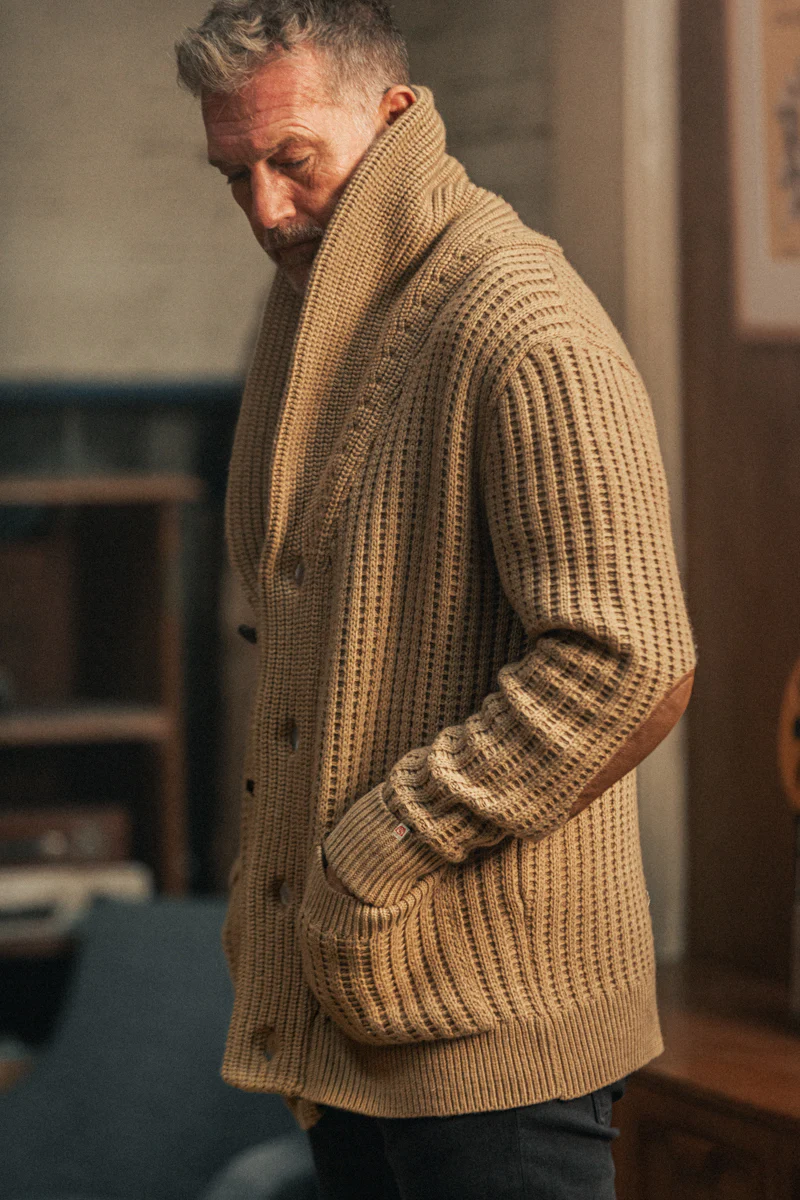 McQueen Lombard Shawl Collar Cardigan Tan - Image 5