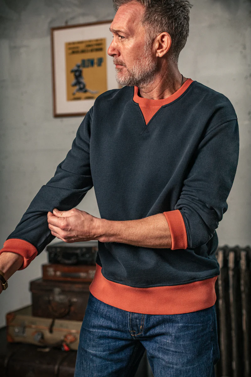 Marshall Colour Block Sweatshirt Navy - Image 5