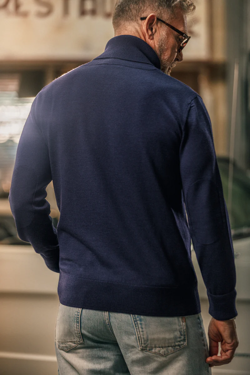 McQueen Taylor Roll Neck Knit Navy - Image 3