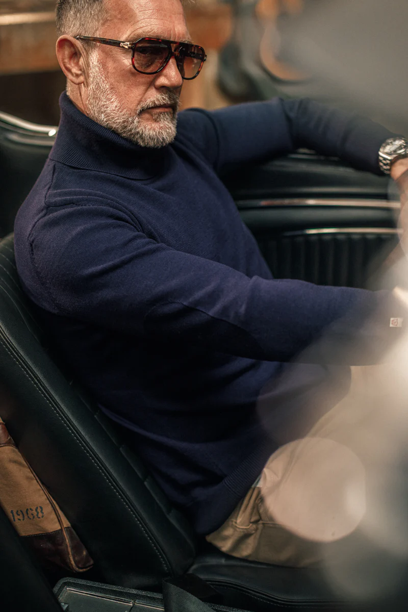McQueen Taylor Roll Neck Knit Navy - Image 5