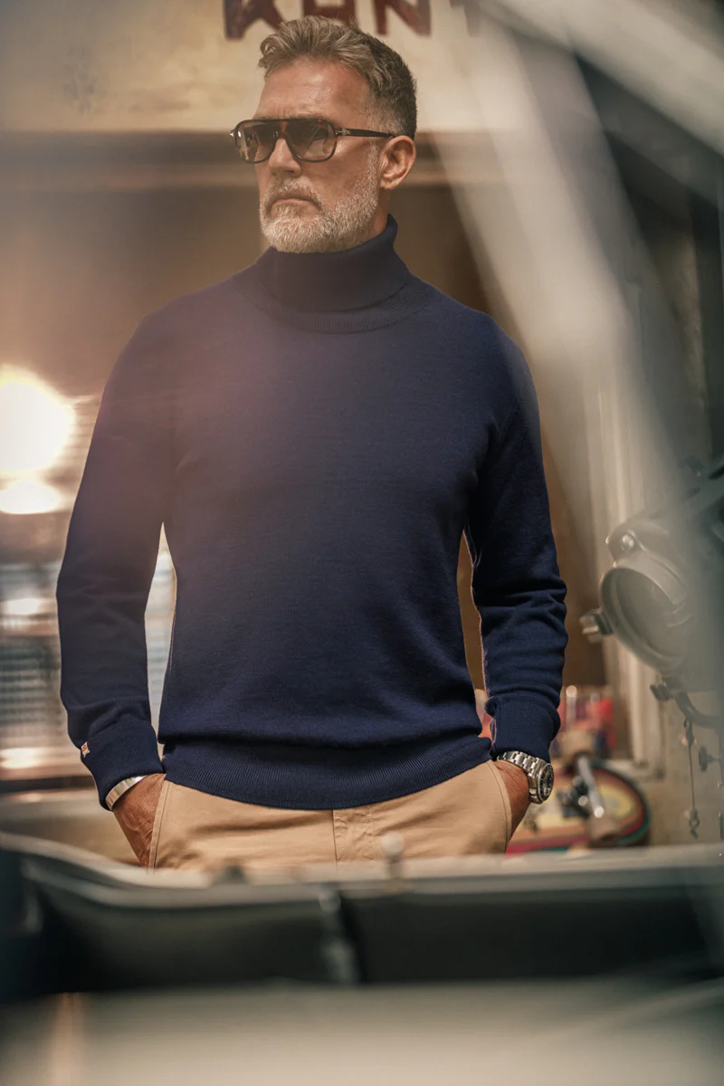 McQueen Taylor Roll Neck Knit Navy - Image 6