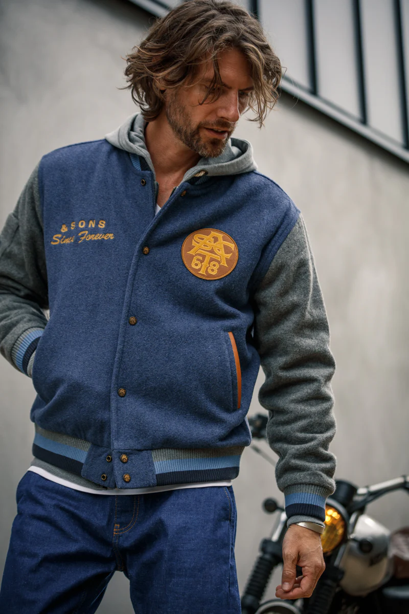 &SONS Moonlight Baseball Jacket Navy - Image 2