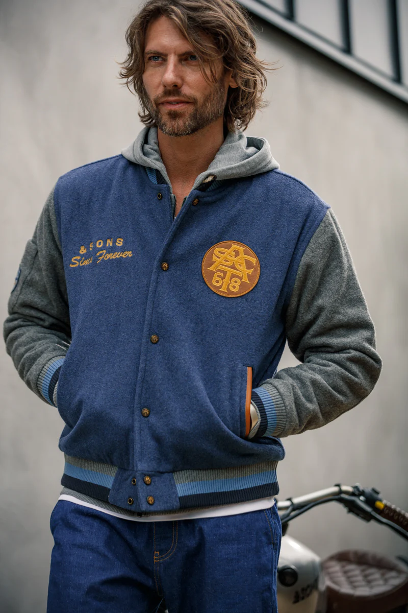 &SONS Moonlight Baseball Jacket Navy - Image 6