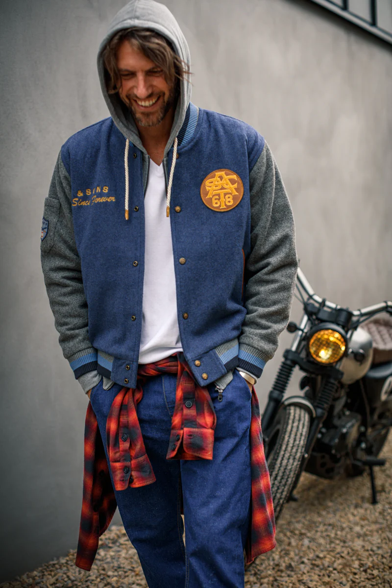 &SONS Moonlight Baseball Jacket Navy - Image 8