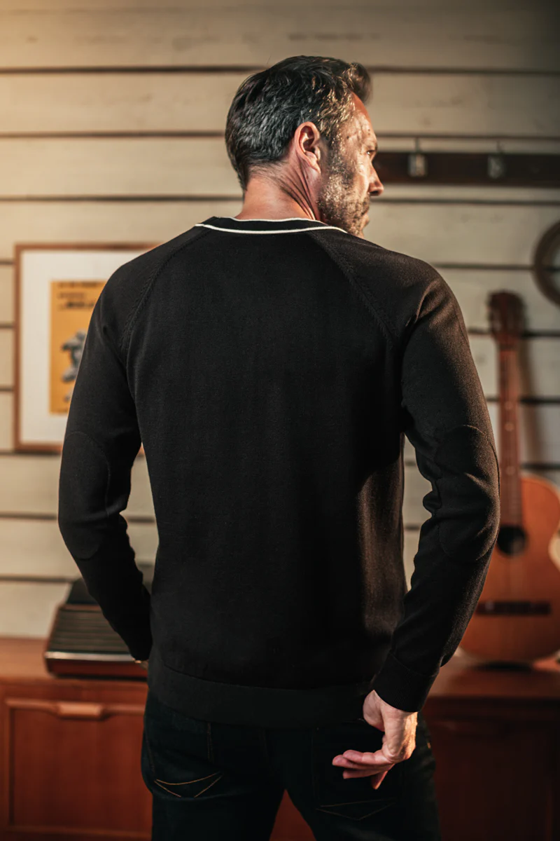 Portland Lightweight Cardigan Black/White - Image 5