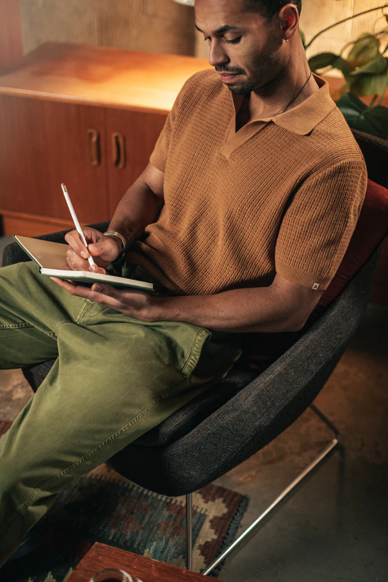 &SONS Rialto Knitted Polo Tan - Image 4
