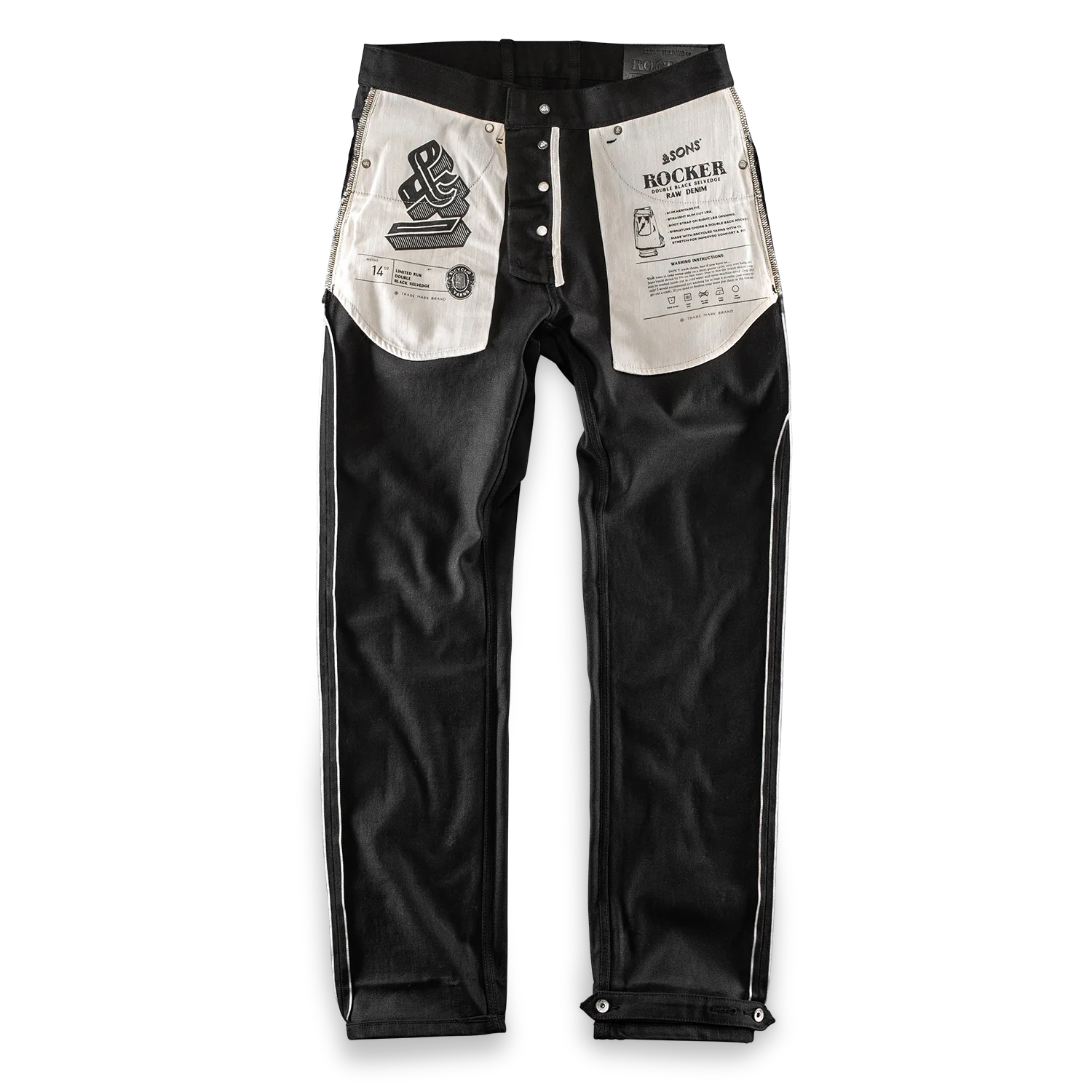 Rocker 14oz Solid Black Selvedge Denim Jeans - Image 11
