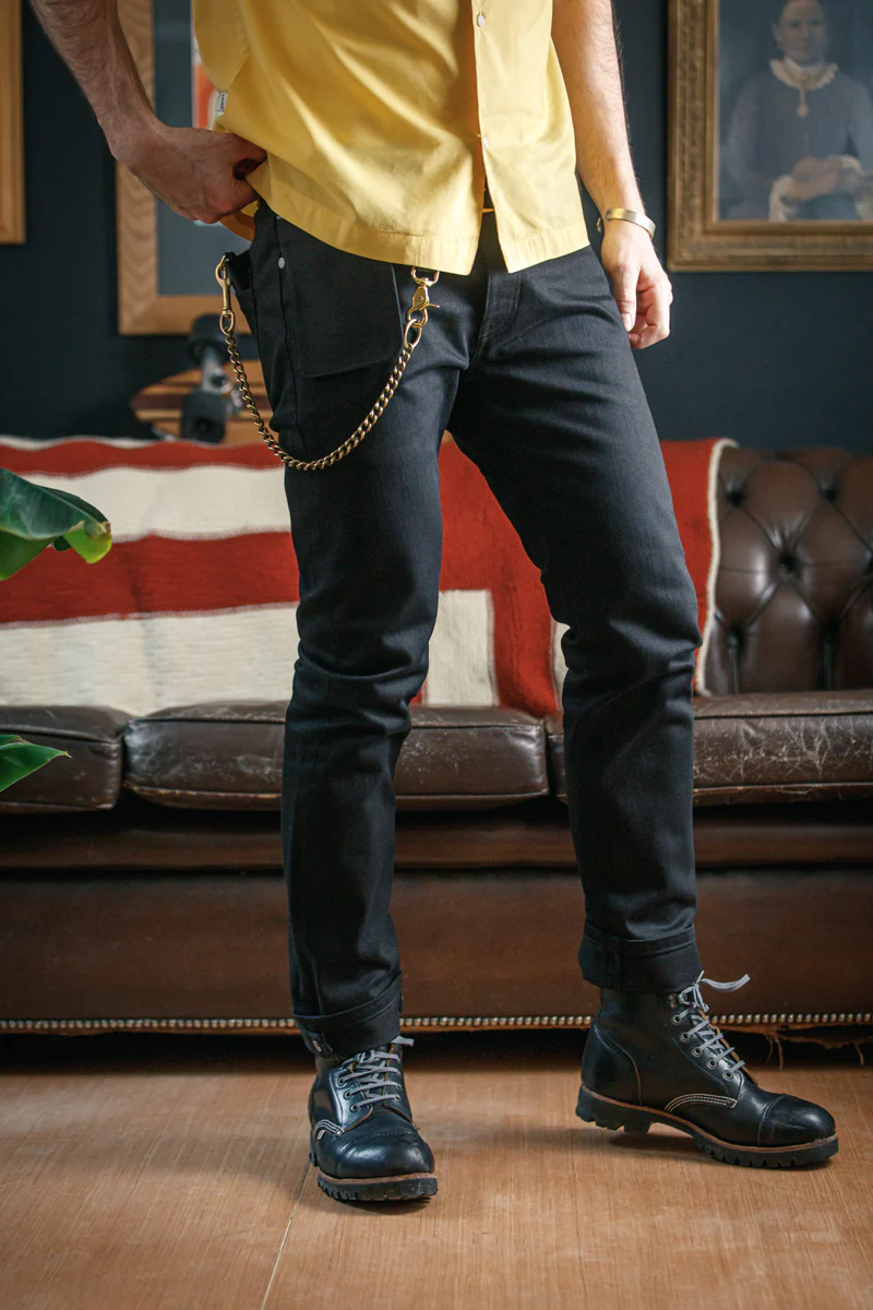 Rocker 14oz Solid Black Selvedge Denim Jeans - Image 3