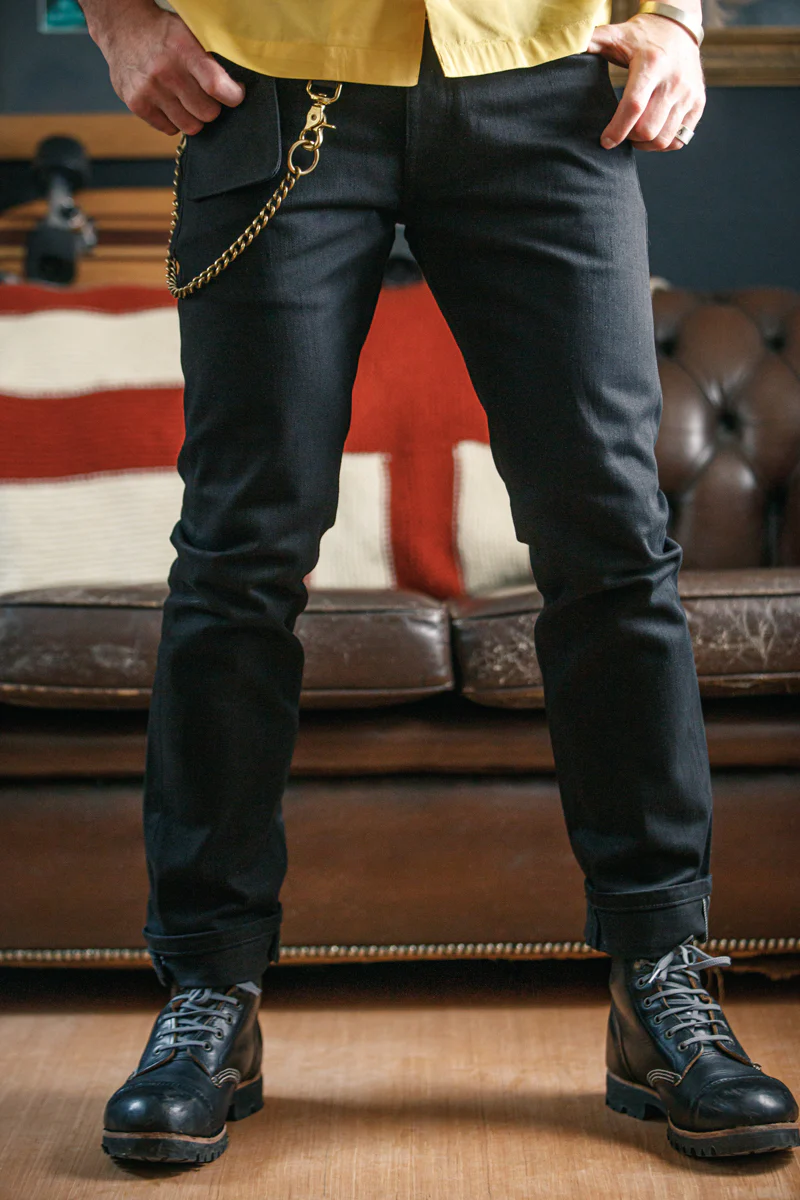 Rocker 14oz Solid Black Selvedge Denim Jeans - Image 4