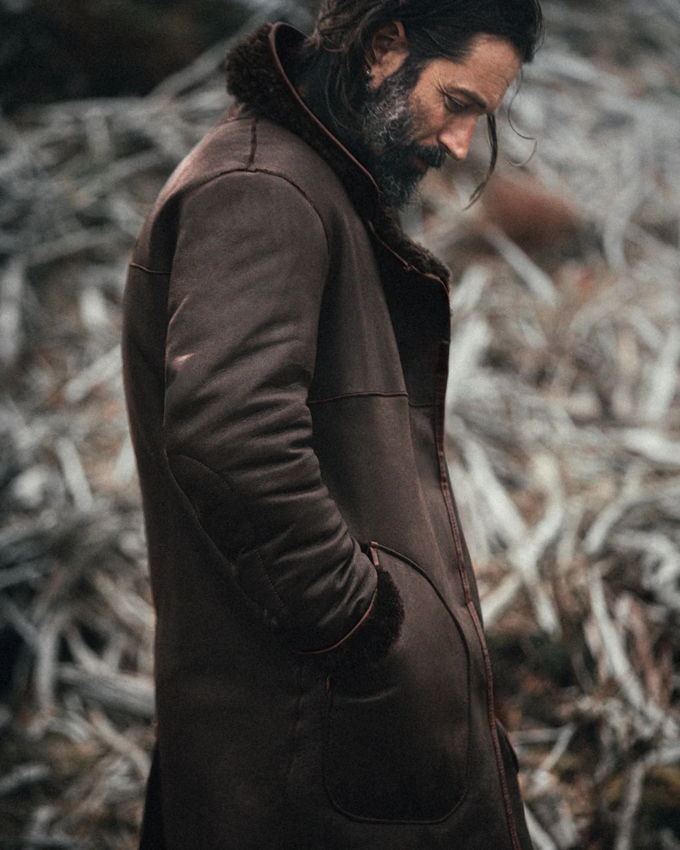 ROGUE by &SONS Jeremiah Reversible Shearling Coat Brown - Image 10