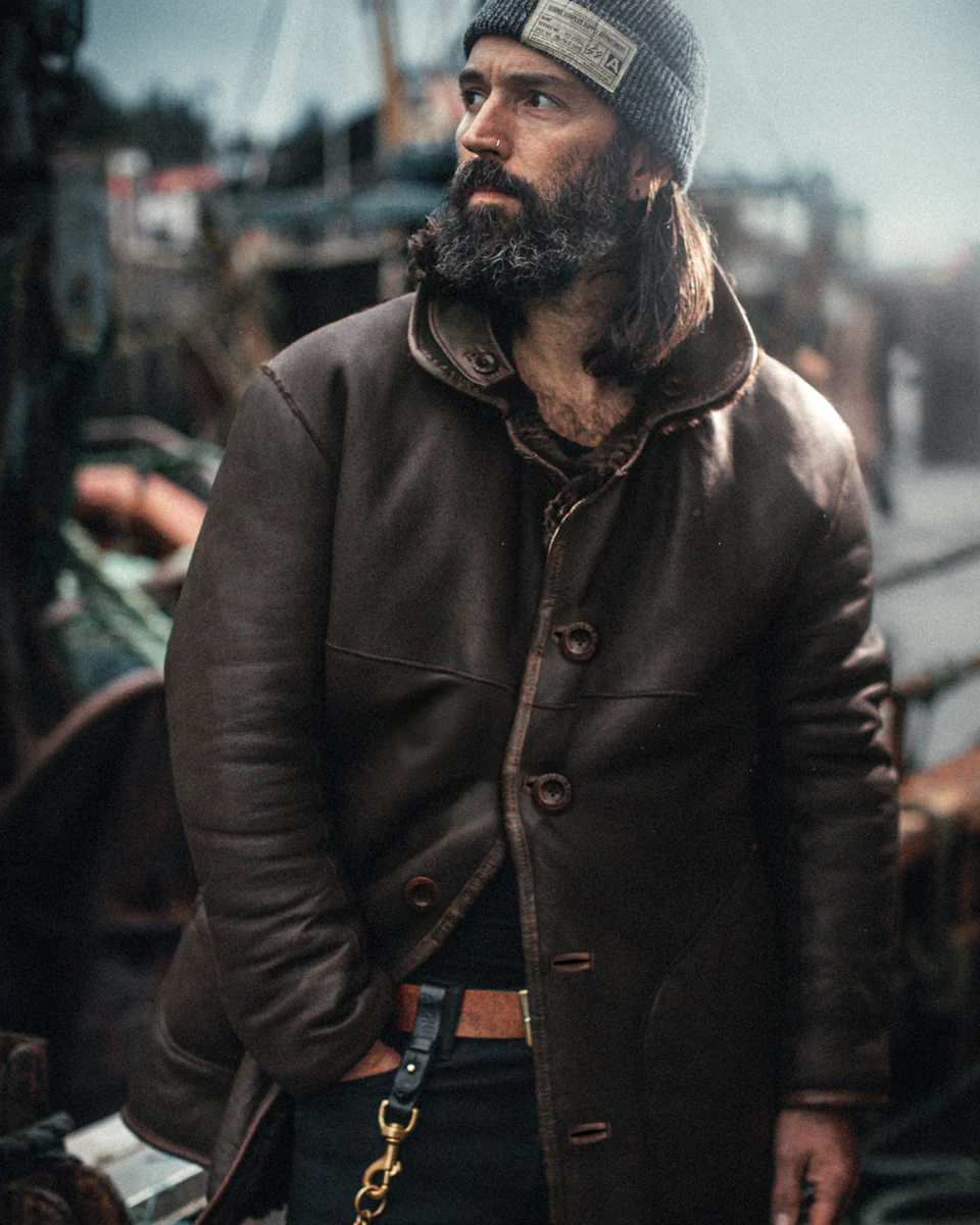 ROGUE by &SONS Jeremiah Reversible Shearling Coat Brown - Image 11