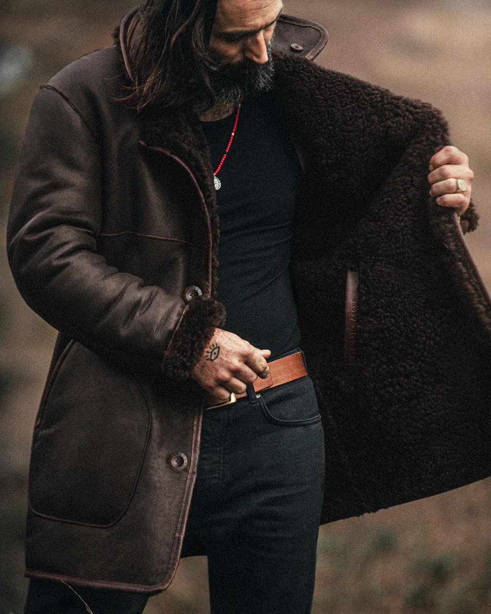 ROGUE by &SONS Jeremiah Reversible Shearling Coat Brown - Image 17