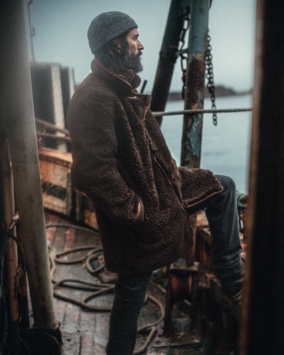 ROGUE by &SONS Jeremiah Reversible Shearling Coat Brown - Image 19