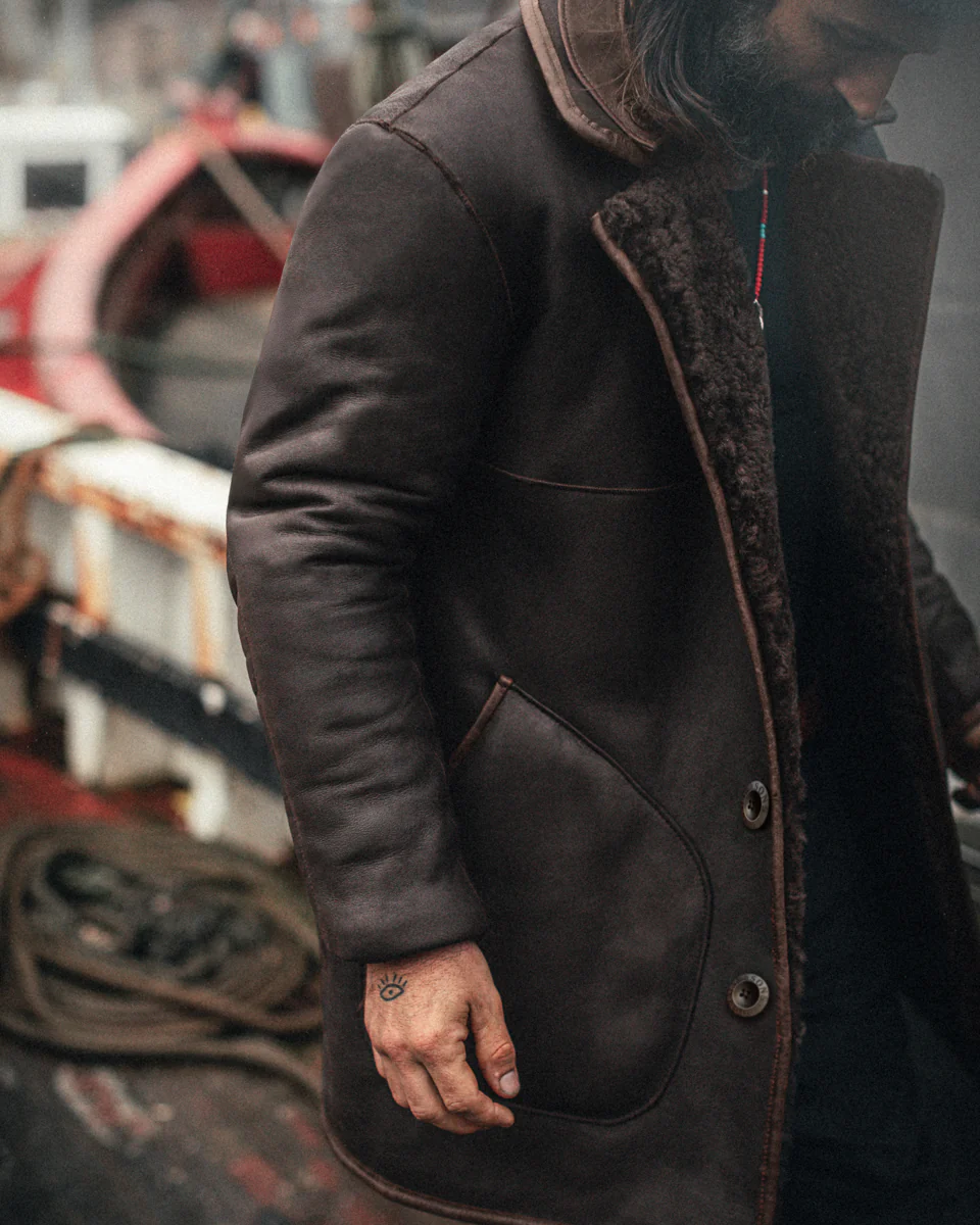 ROGUE by &SONS Jeremiah Reversible Shearling Coat Brown - Image 20