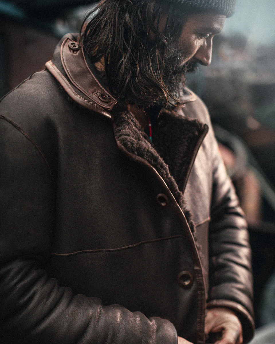 ROGUE by &SONS Jeremiah Reversible Shearling Coat Brown - Image 21