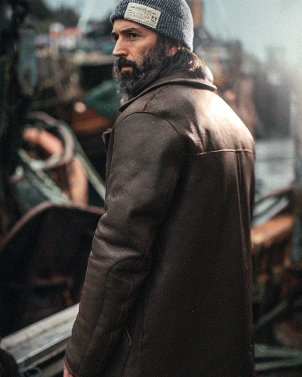 ROGUE by &SONS Jeremiah Reversible Shearling Coat Brown - Image 5