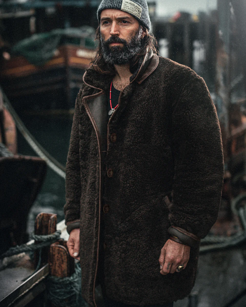 ROGUE by &SONS Jeremiah Reversible Shearling Coat Brown - Image 6