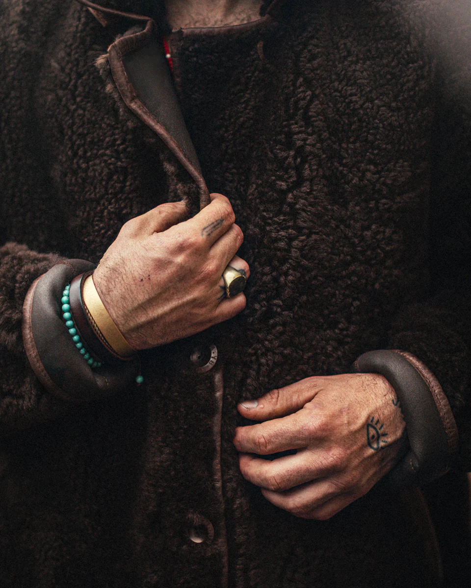 ROGUE by &SONS Jeremiah Reversible Shearling Coat Brown - Image 7