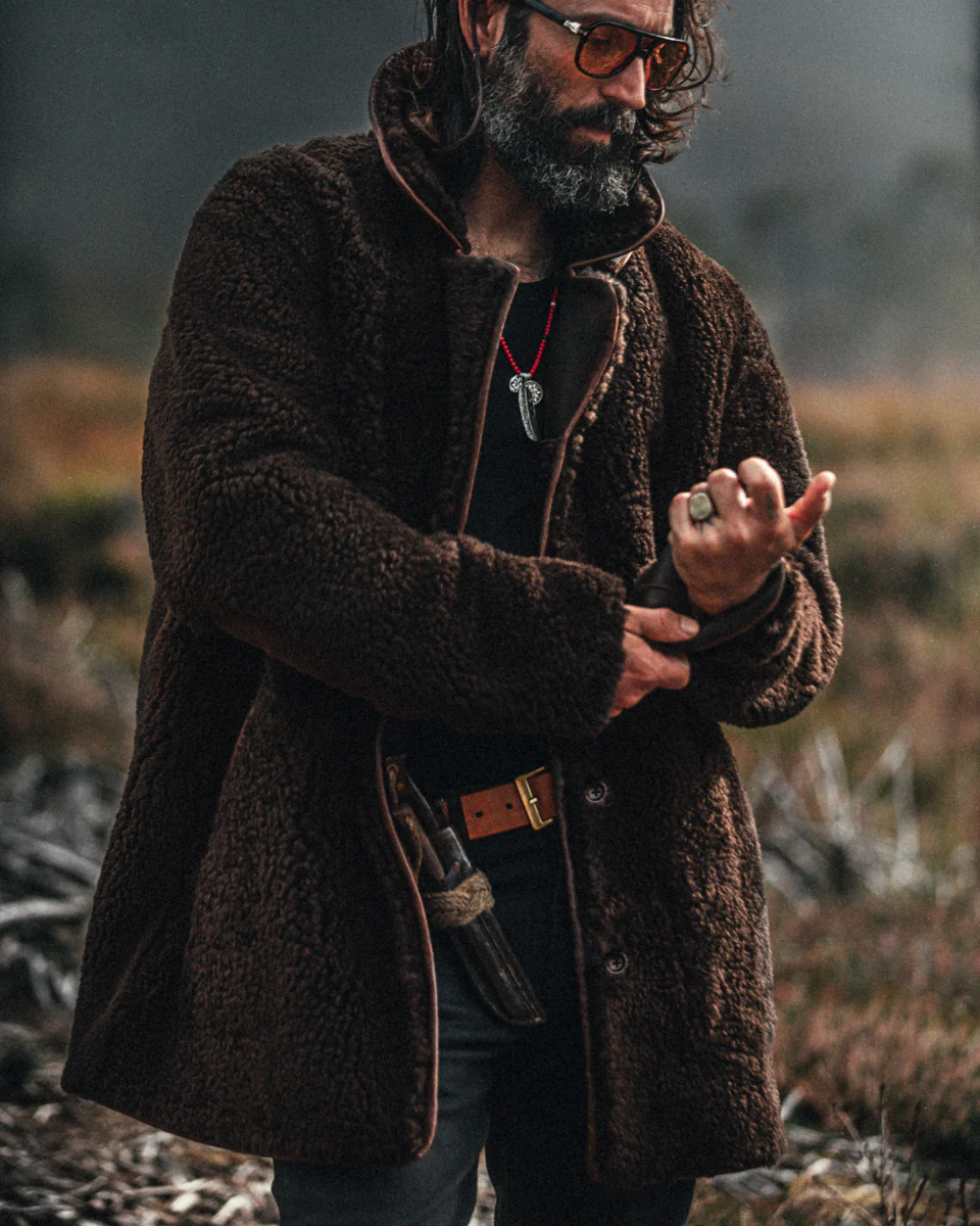 ROGUE by &SONS Jeremiah Reversible Shearling Coat Brown - Image 8