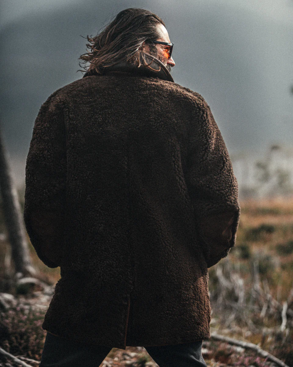 ROGUE by &SONS Jeremiah Reversible Shearling Coat Brown - Image 9