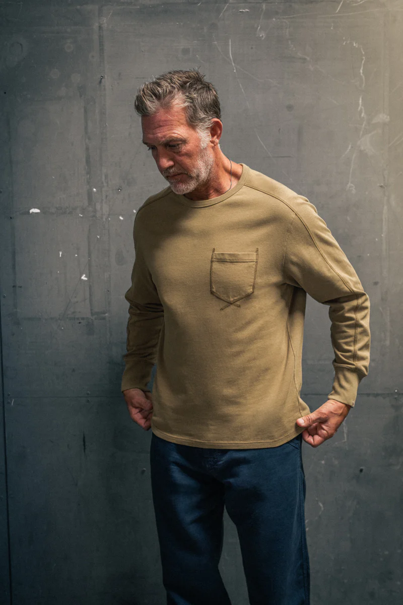 Shaw Long Sleeve Pocket Top Khaki - Image 5
