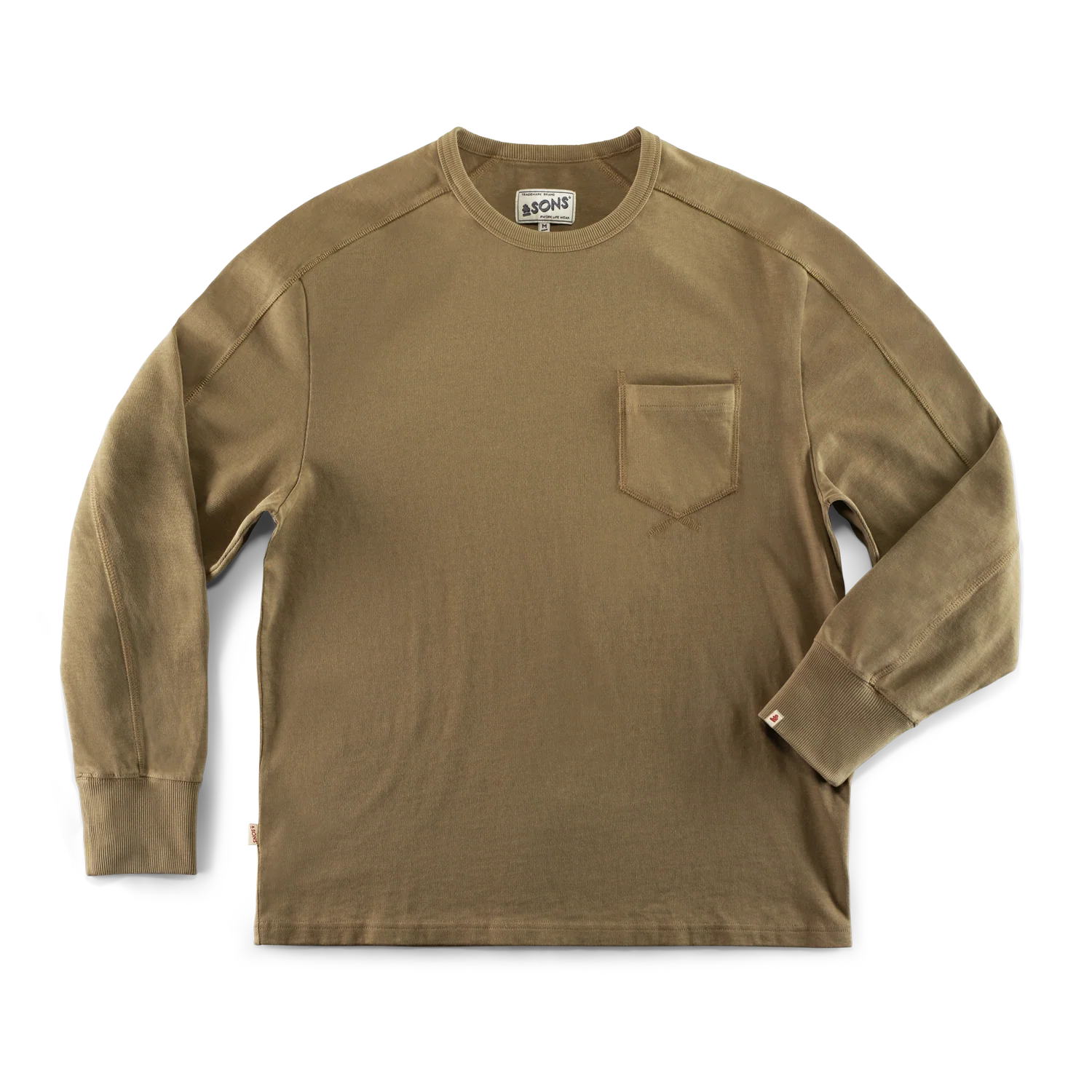 Shaw Long Sleeve Pocket Top Khaki - Image 6