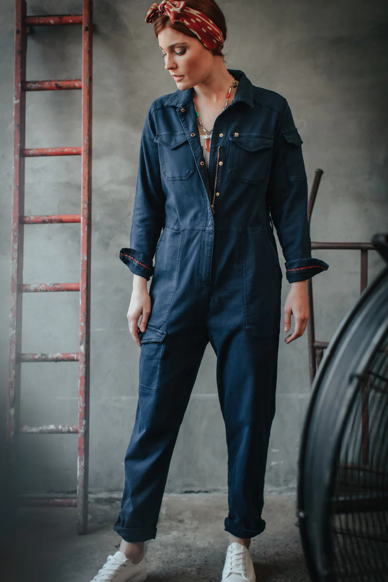 Damsons Sky Jumpsuit Utility Navy - Image 10