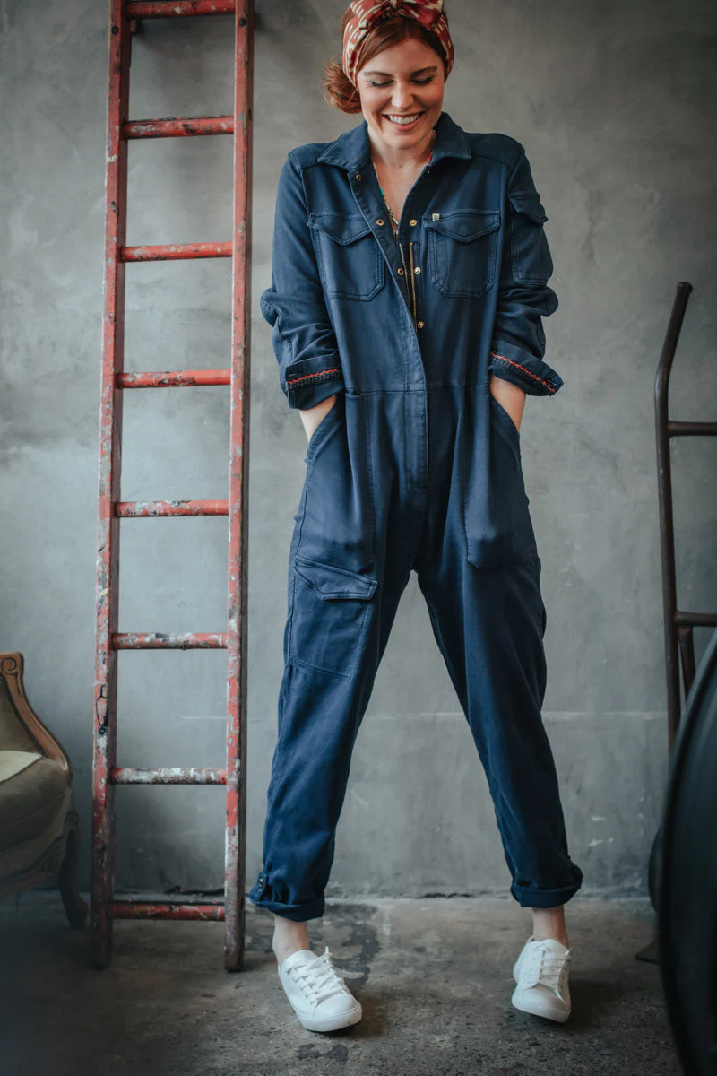 Damsons Sky Jumpsuit Utility Navy - Image 9