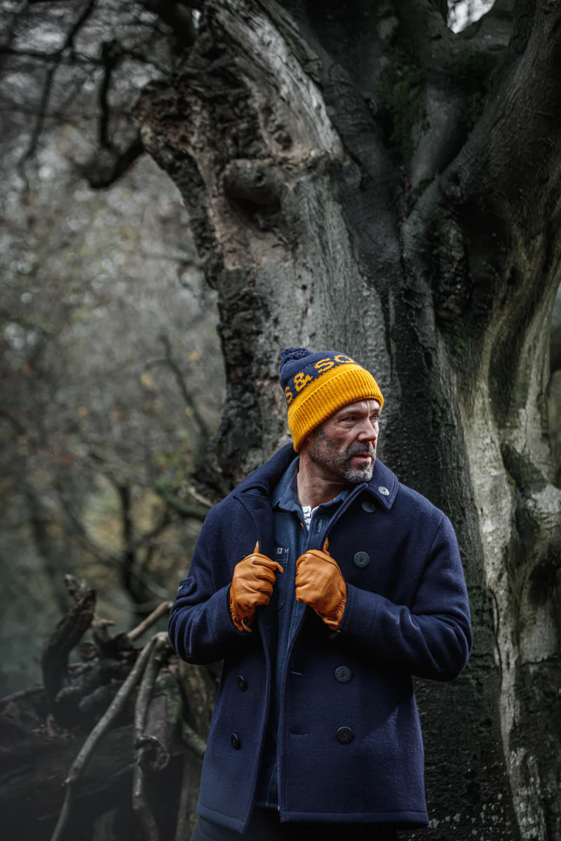 &SONS Sledge Bobble Hat Navy/Yellow - Image 4