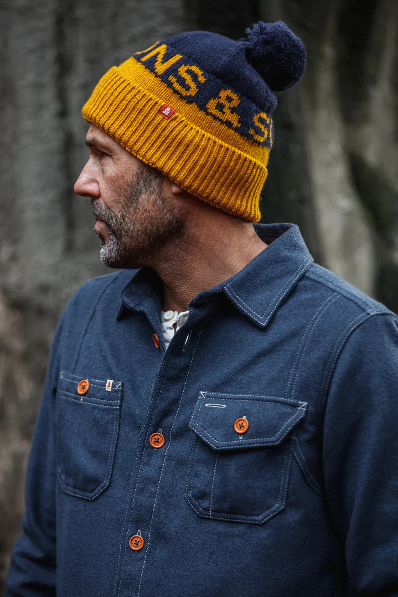 &SONS Sledge Bobble Hat Navy/Yellow - Image 5