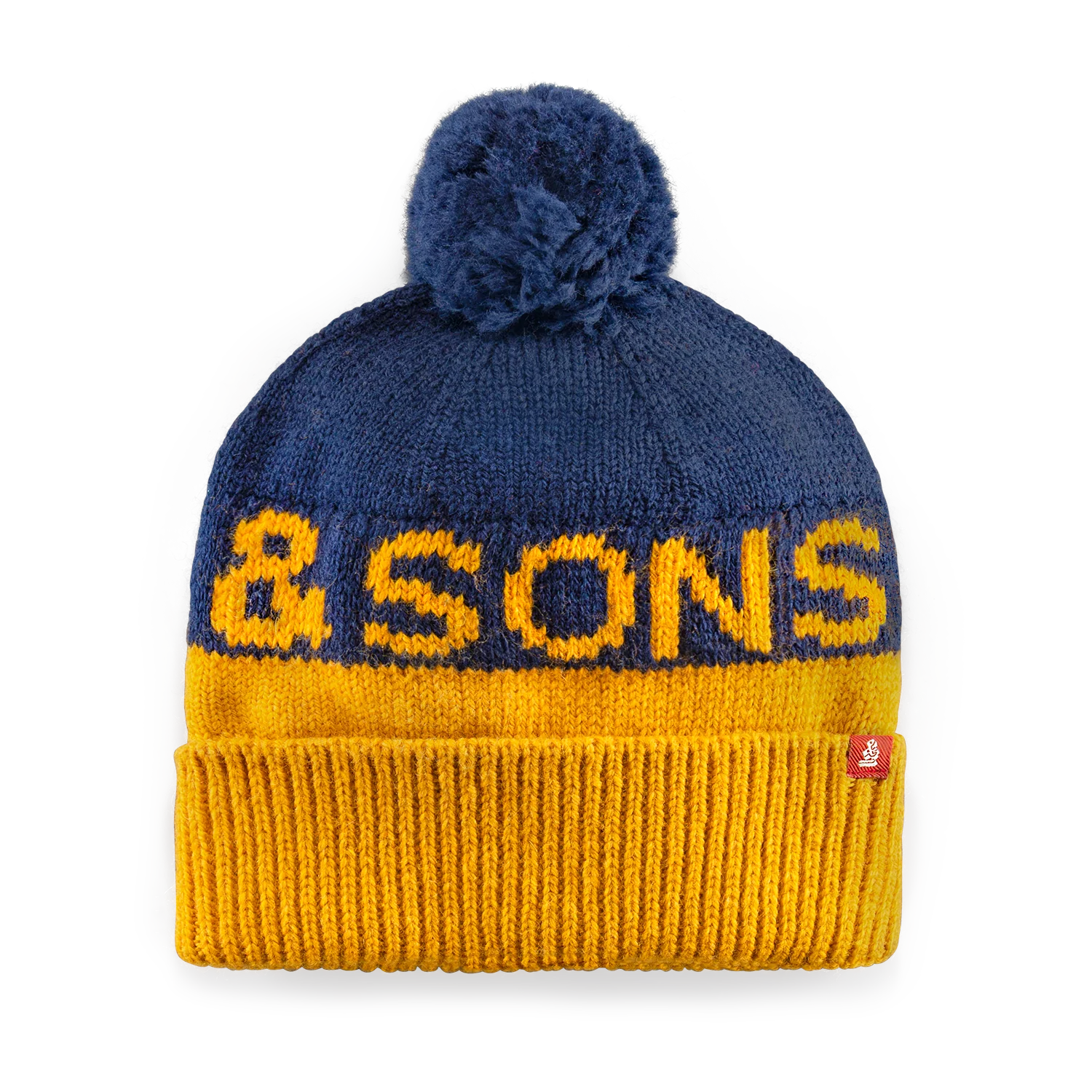 &SONS Sledge Bobble Hat Navy/Yellow - Image 8