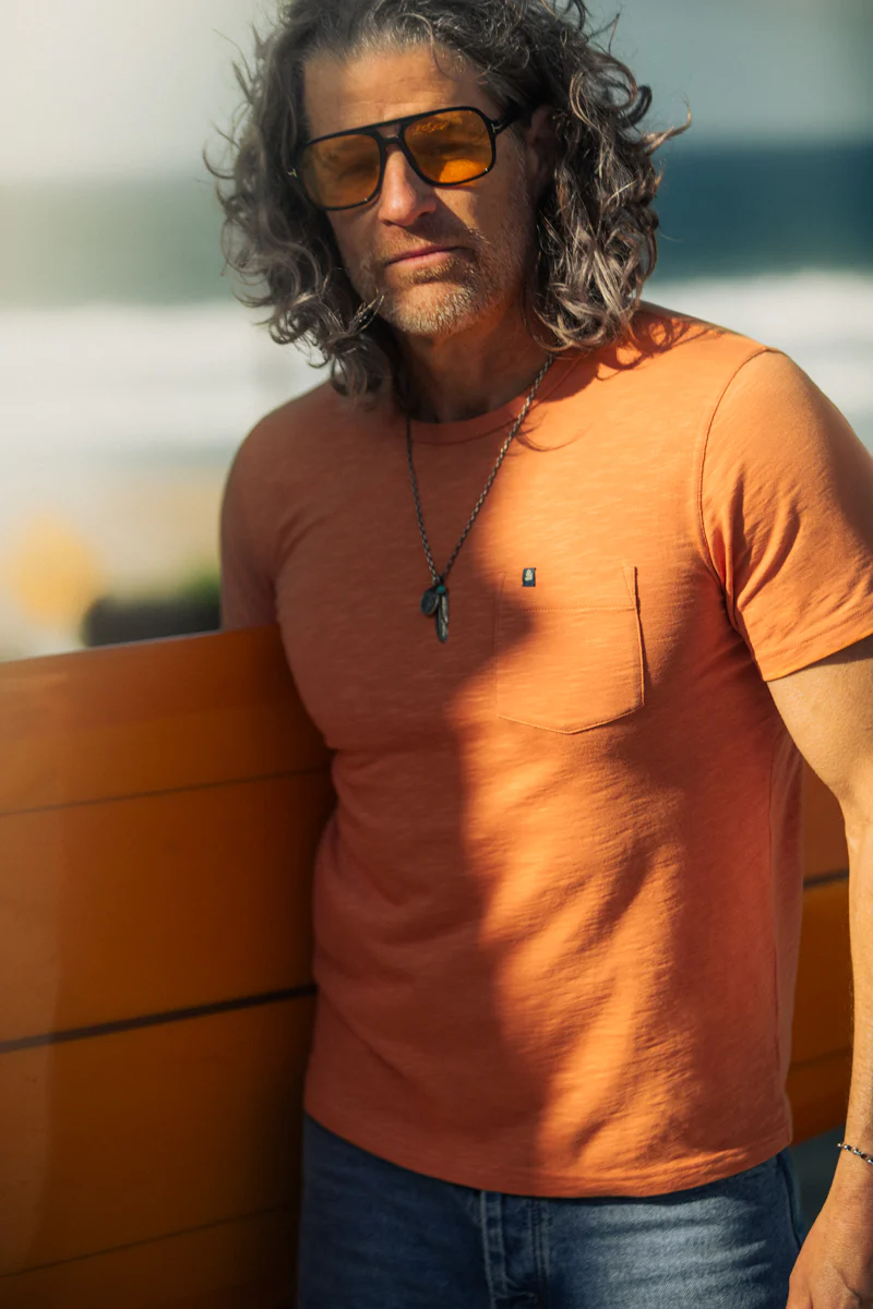 Slub Pocket T-shirt Fade Orange - Image 3