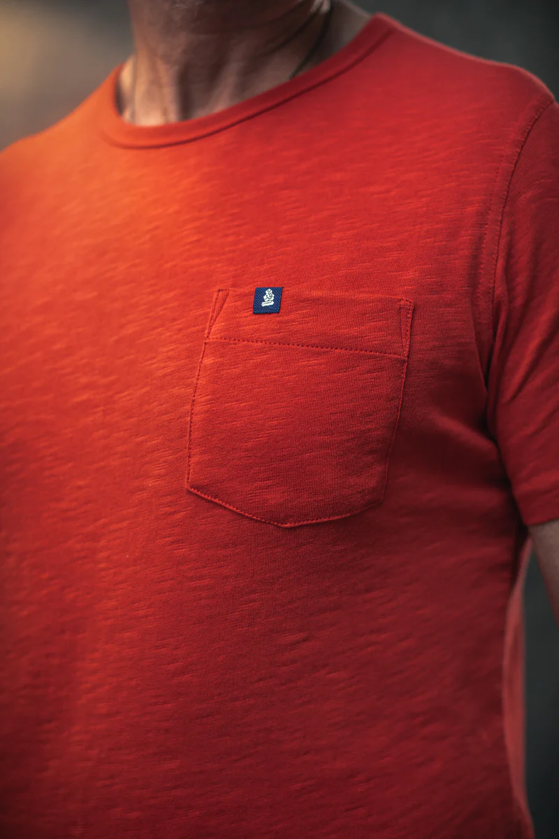 Slub Pocket T-shirt Red - Image 4