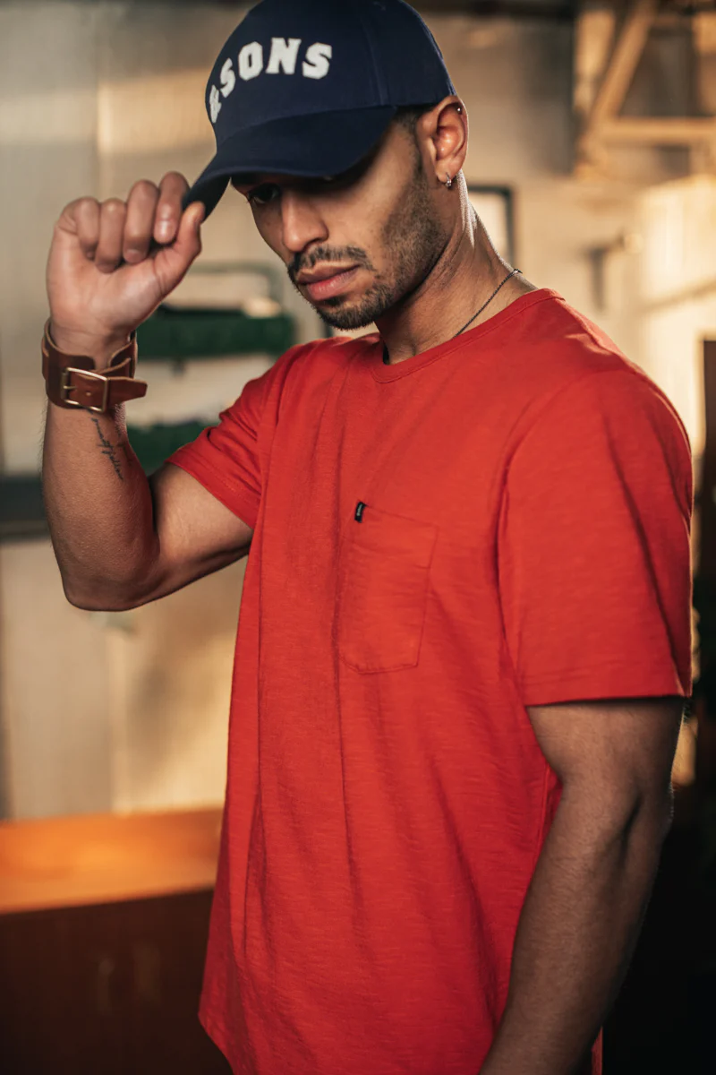 Slub Pocket T-shirt Red - Image 6